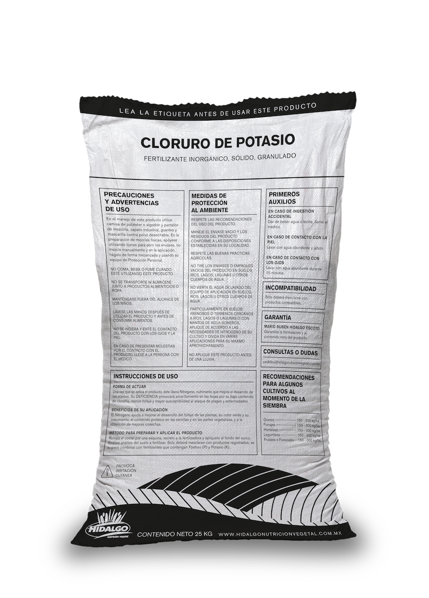Cloruro de Potasio Rojo Granulado, Hidalgo, Saco 50 Kg